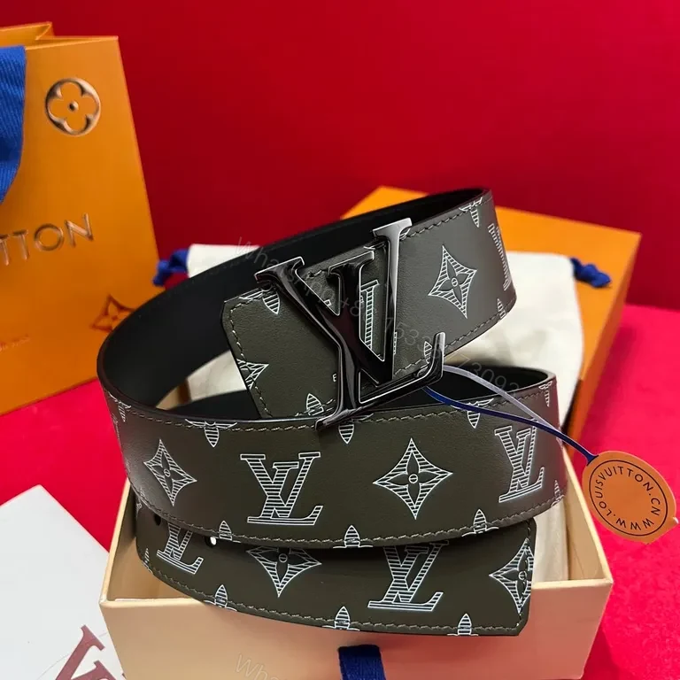 View 8 of Bold Monogram Belt: LV-Inspired Luxure Texture Belt