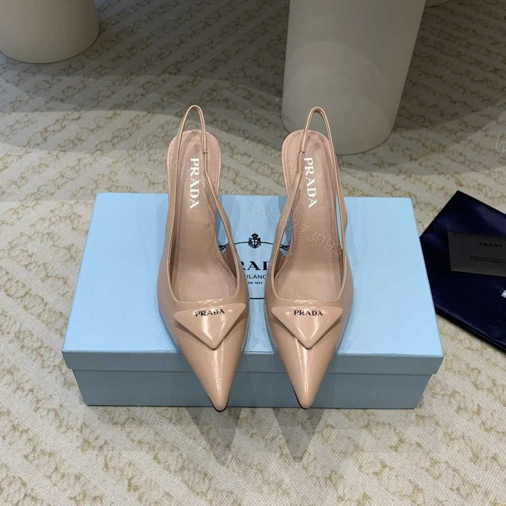 View 2 of 高仿Prada*1I901N露跟印花徽標高跟鞋7.5CM膚色免檢版