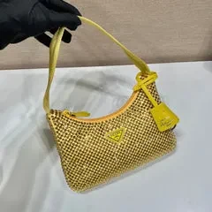 View 2 of SPARKLING HOBO BAG 23 IN YELLOW NYLON ATTACHED FULLY CRYSTALS