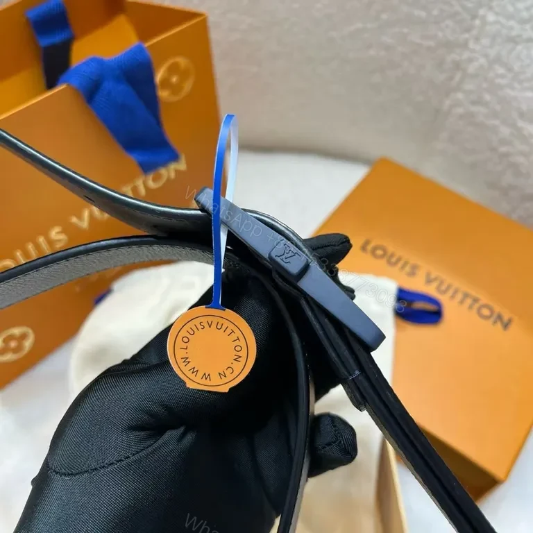 View 8 of Blue Velvet Belt Navy Full-Grain Leather with LV Buckle