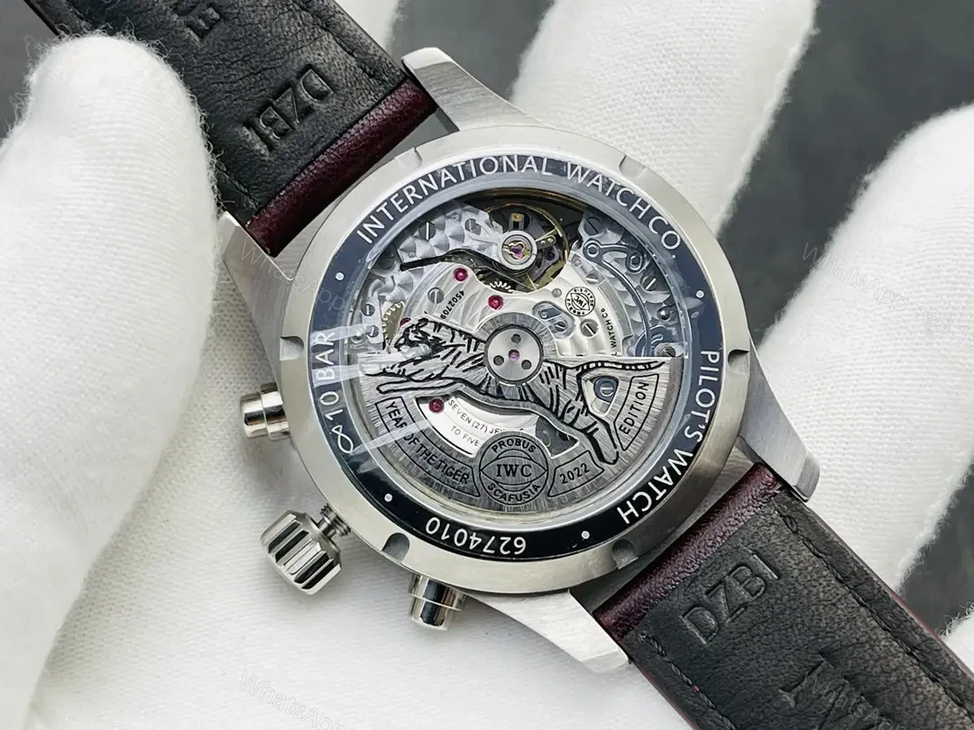 View 7 of IWC Year Of The Tiger Chronograph Burgundy Dial Leather Strap Ultimate 41MM IWC-TIGER-CHR-BRG41