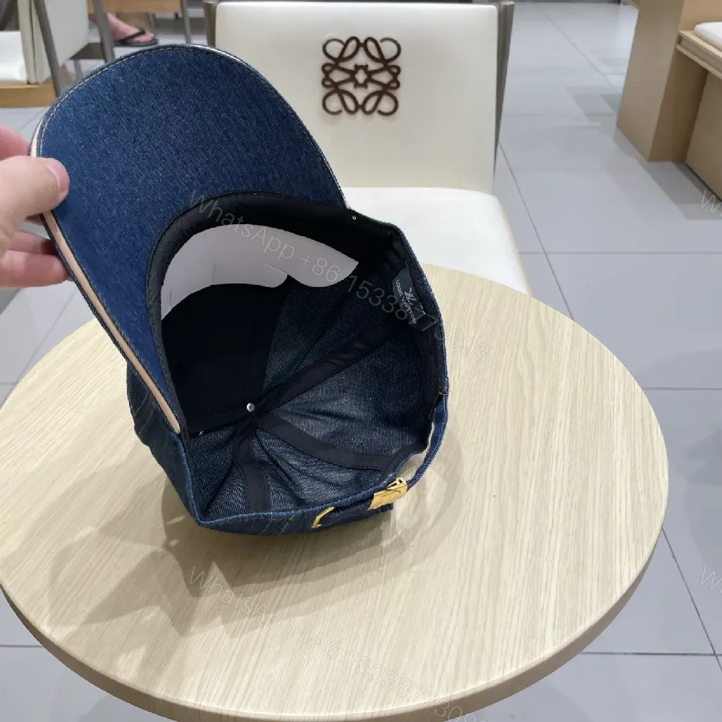 View 7 of Denim Cap with Subtle Monogram, Luxe Everyday Style