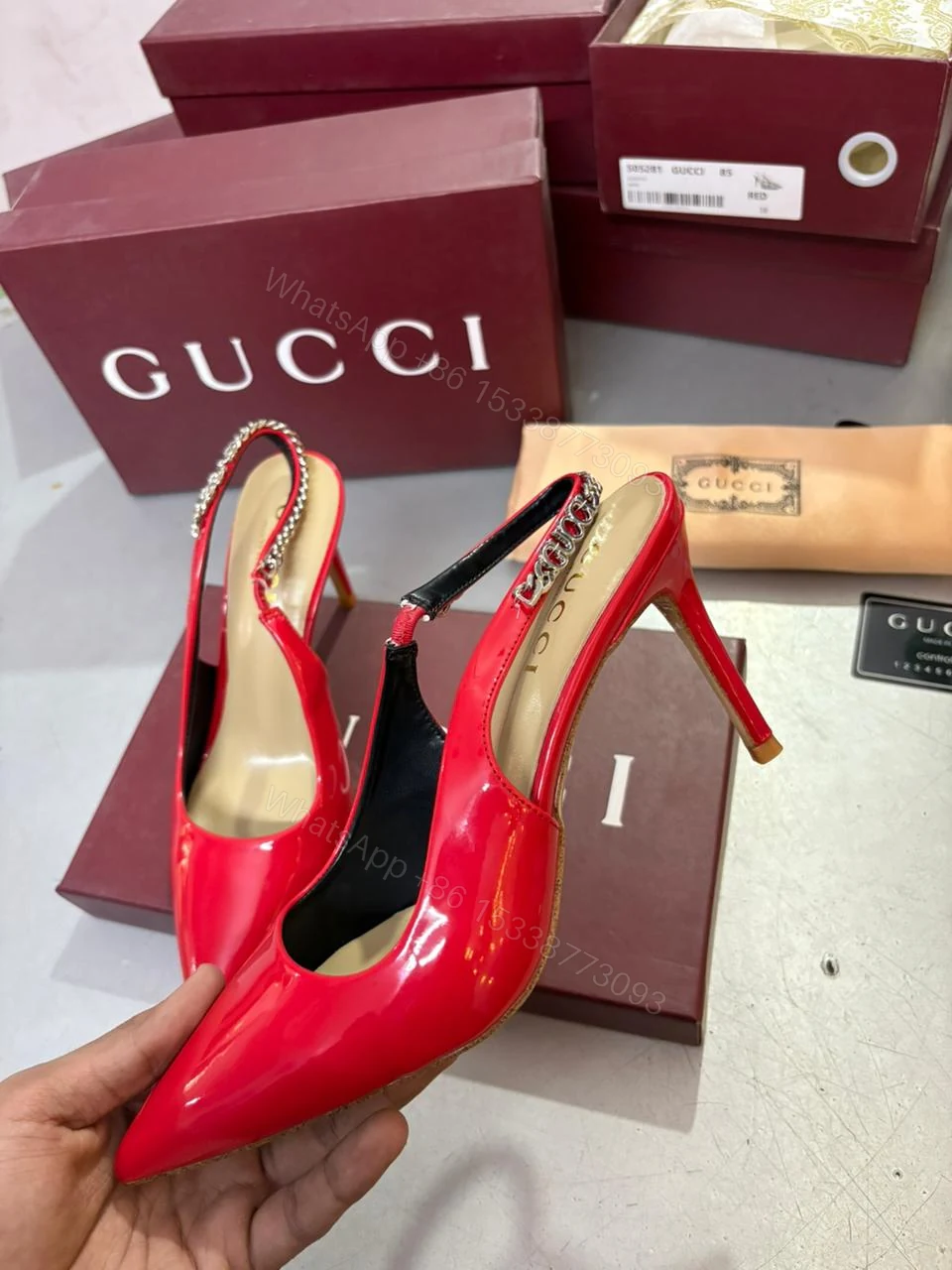 View 6 of FIRST COPY Gucci Women's Signoria Embellished Slingback Pumps