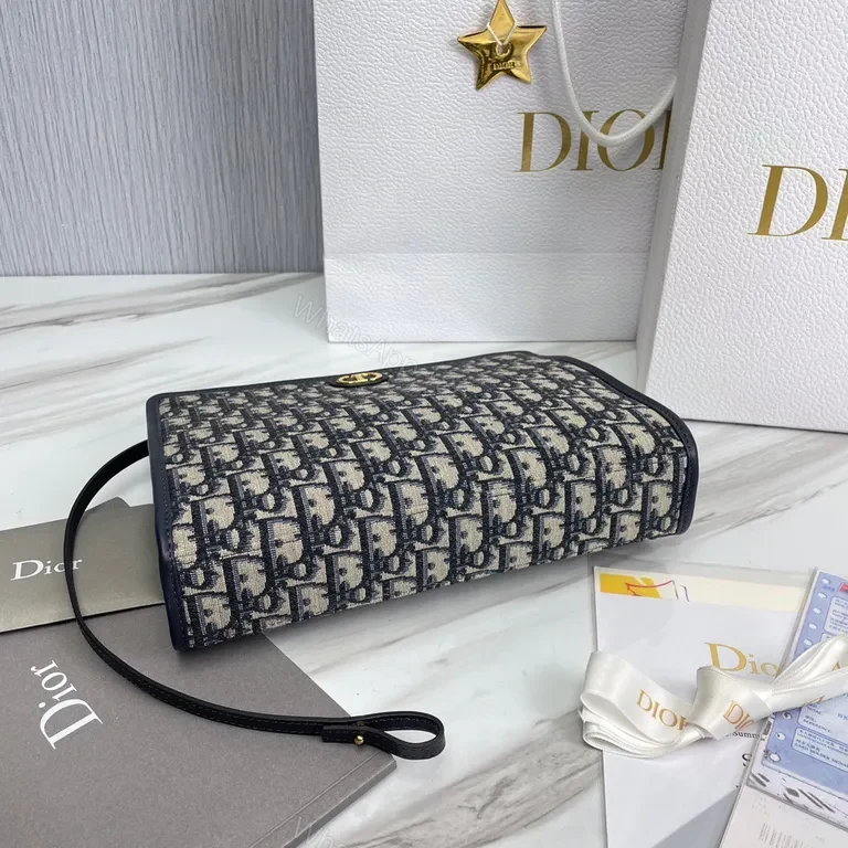 View 8 of Dior-Inspired Pattern Jacquard Crossbody Bag