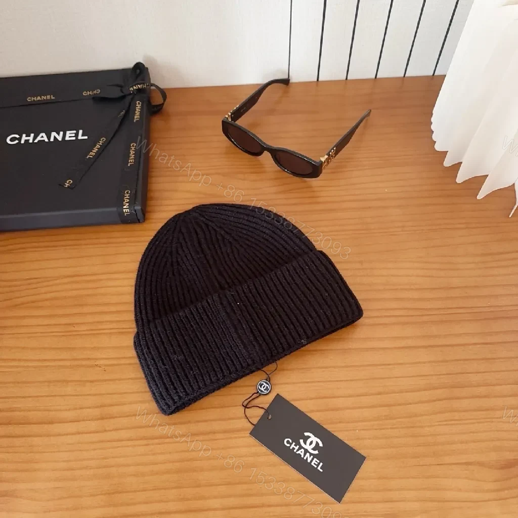 View 7 of Chic Knit Beanie in Black Knit with Luxe Logo Style