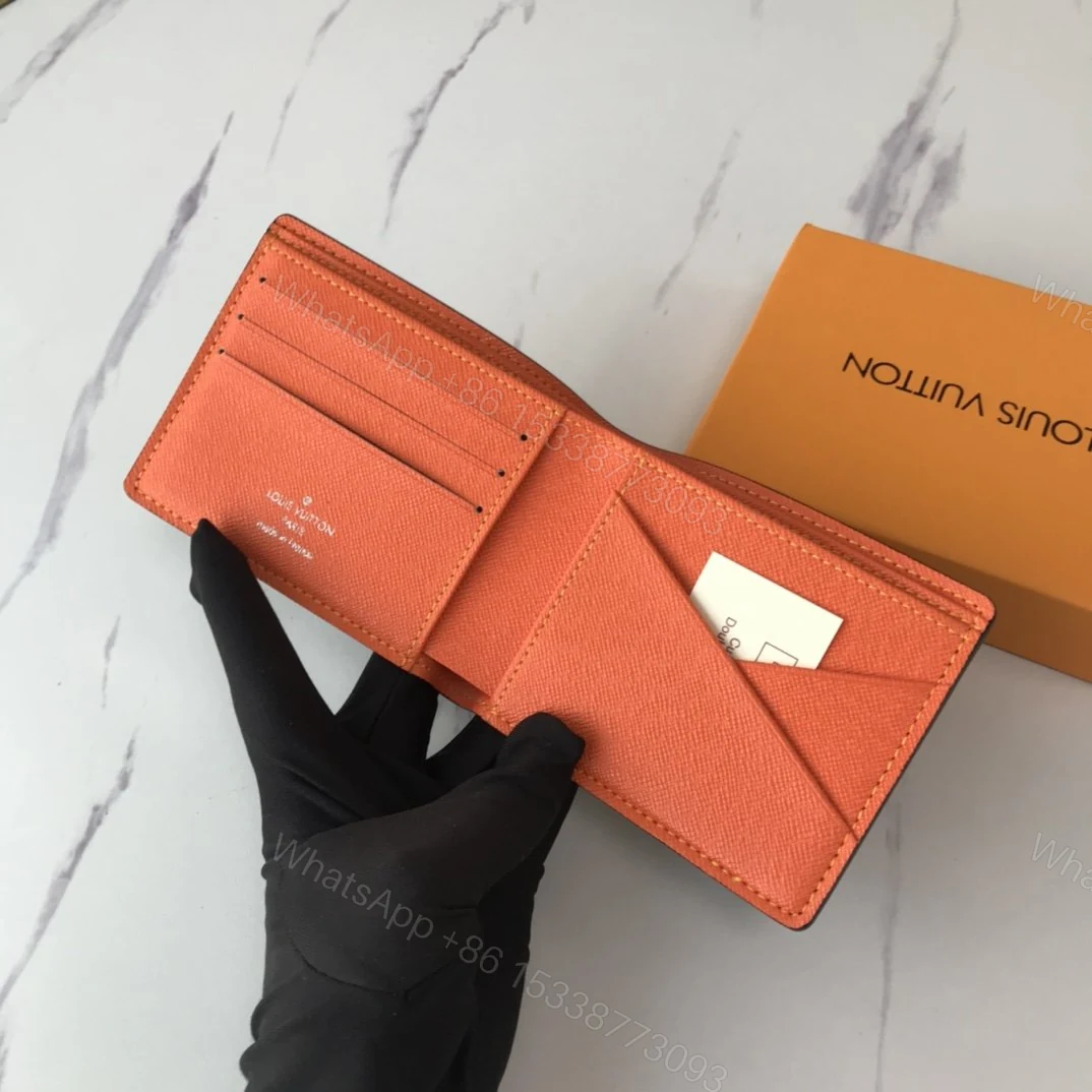 View 7 of Louis Vuitton Multiple Wallet Damier Graphite Giant 3 Card Slot Orange In