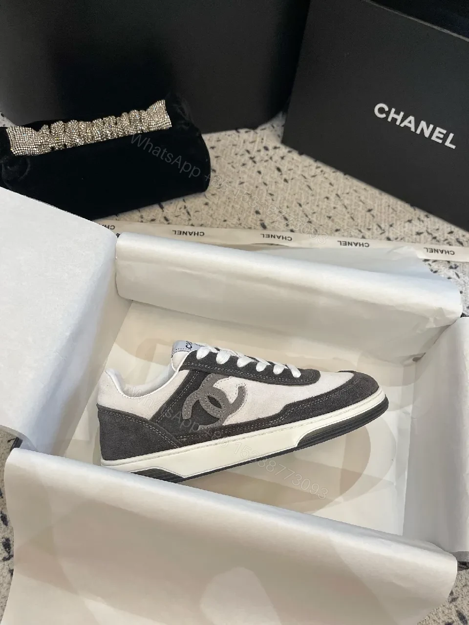 View 9 of Dual-Tone Suede-Textile Sneaker: Luxe Everyday Comfort
