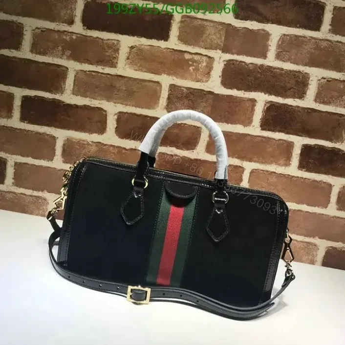 View 3 of Replica Gucci Suede Ophidia Boston Black Duffle Bag GGB092566 With Top Handle 1:1