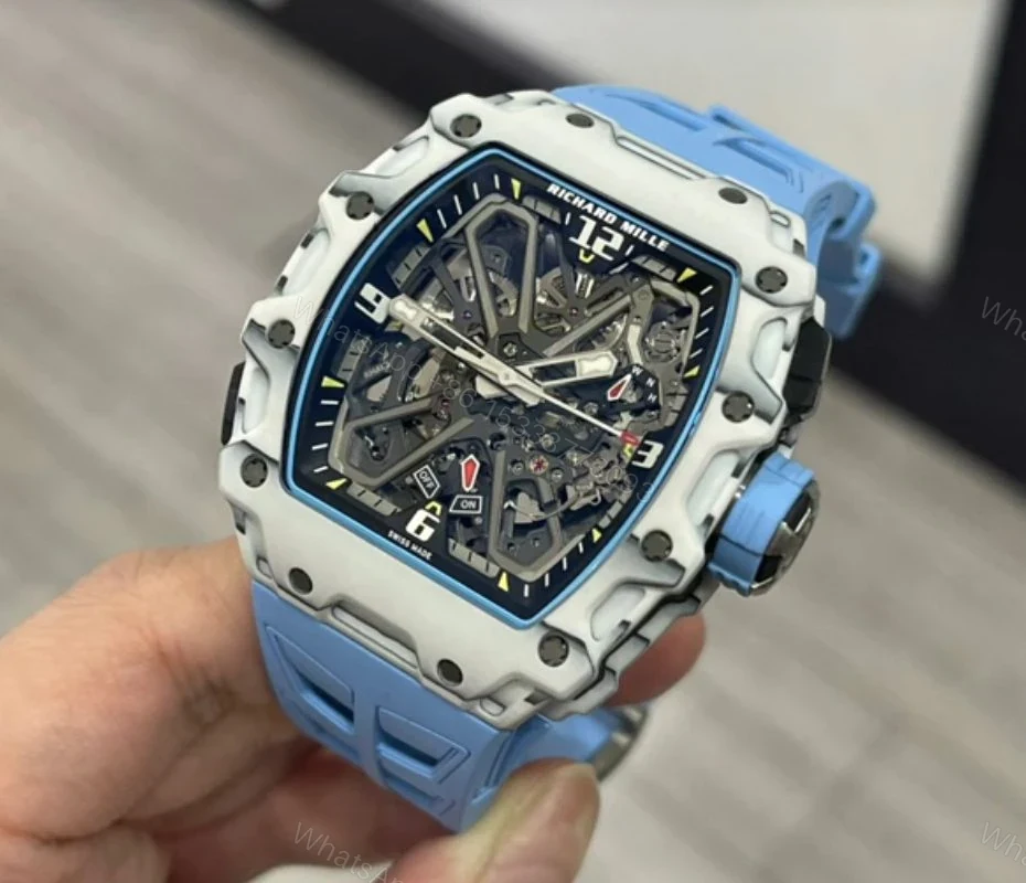 View 3 of Replica Richard Mille RM 35-03 Rafael Nadal White Carbon Fiber Case Blue Strap