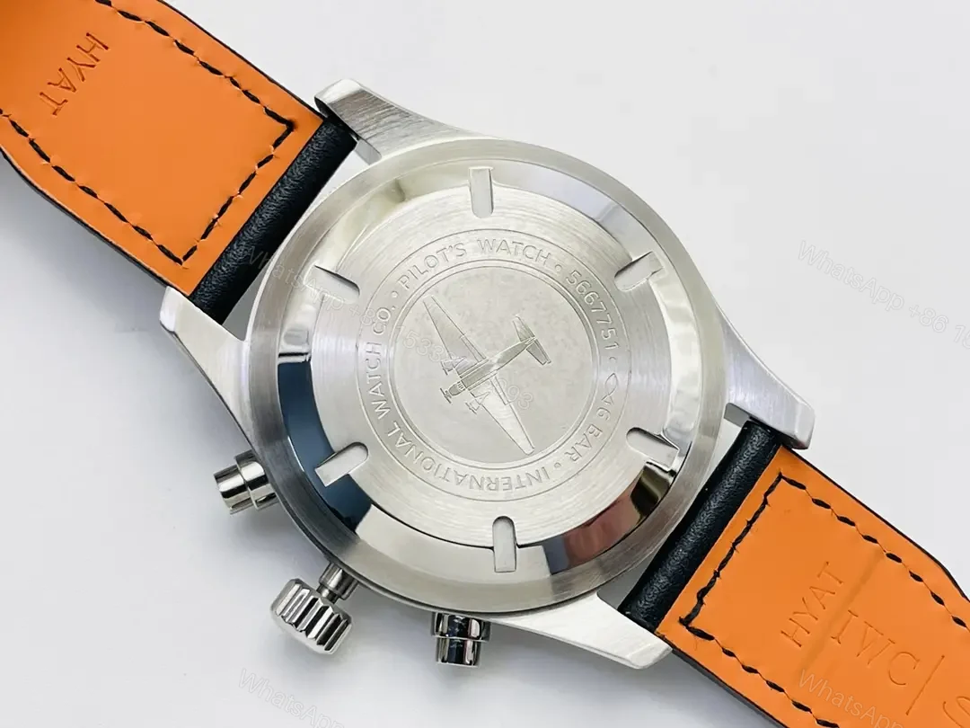 View 7 of IWC Black Blue Pilot Chronograph Leather Strap Ultimate 43MM IWC-PILOT-CHR-BBK43-L