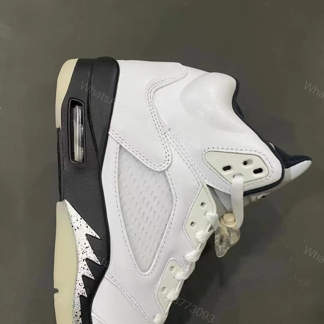 View 5 of Air Jordan 5 Retro White and Black Replica