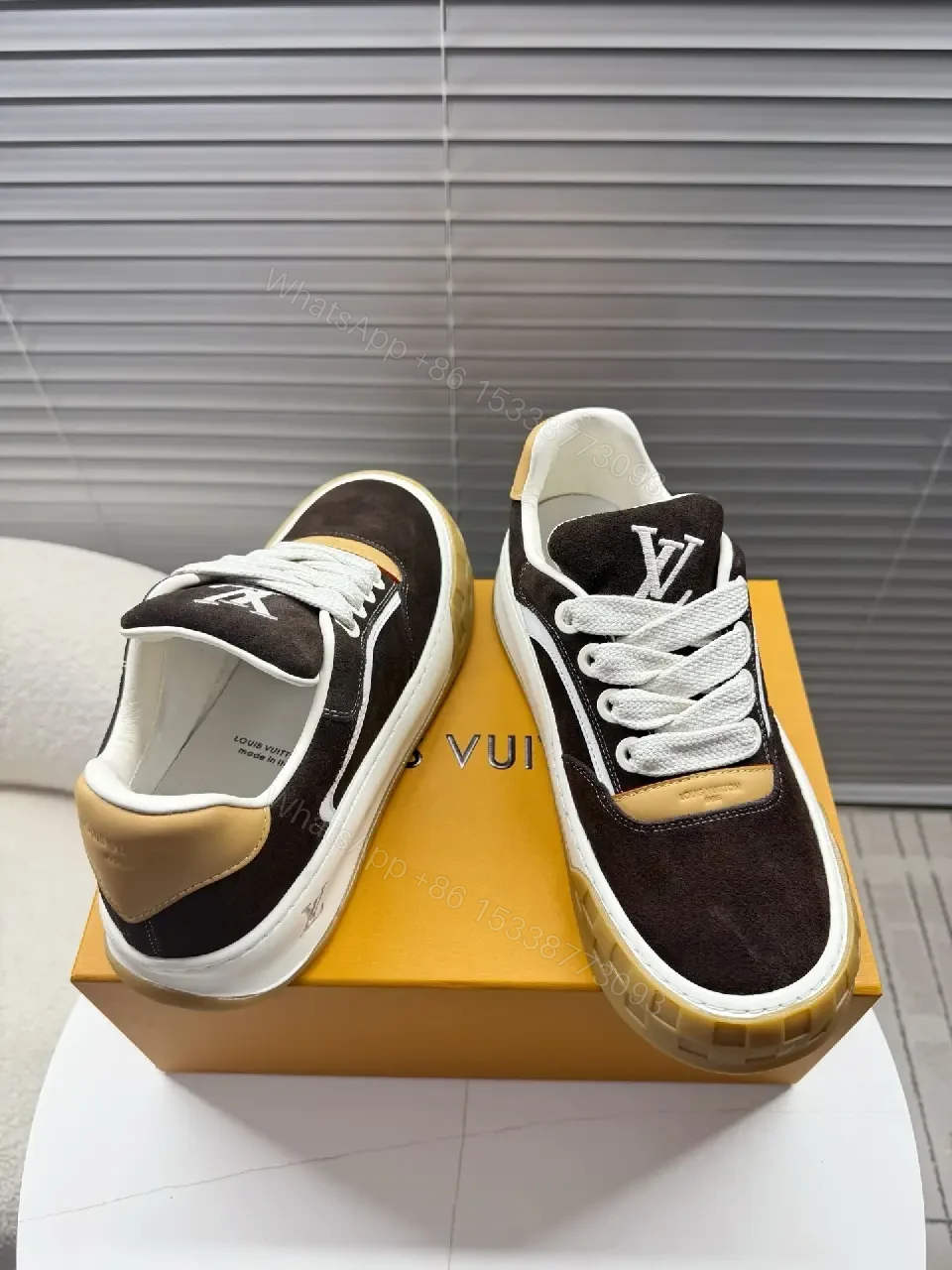 View 8 of Two-Tone Suede Mesh High-Tops with Luxe Detailing Sneakers