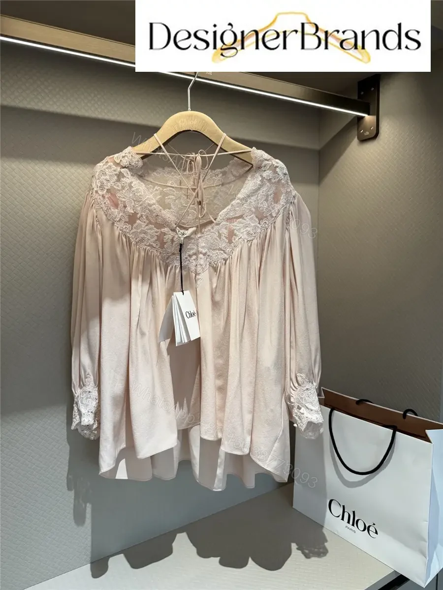 Chloe Lace-Trimmed Silk Crepe de Chine Top — view 1