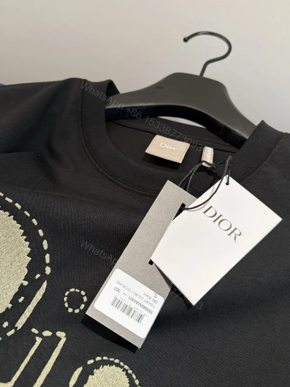 View 2 of Black Cotton Dior Logo T-Shirt, Glitter Accent, Dior Product Type: T-Shirt