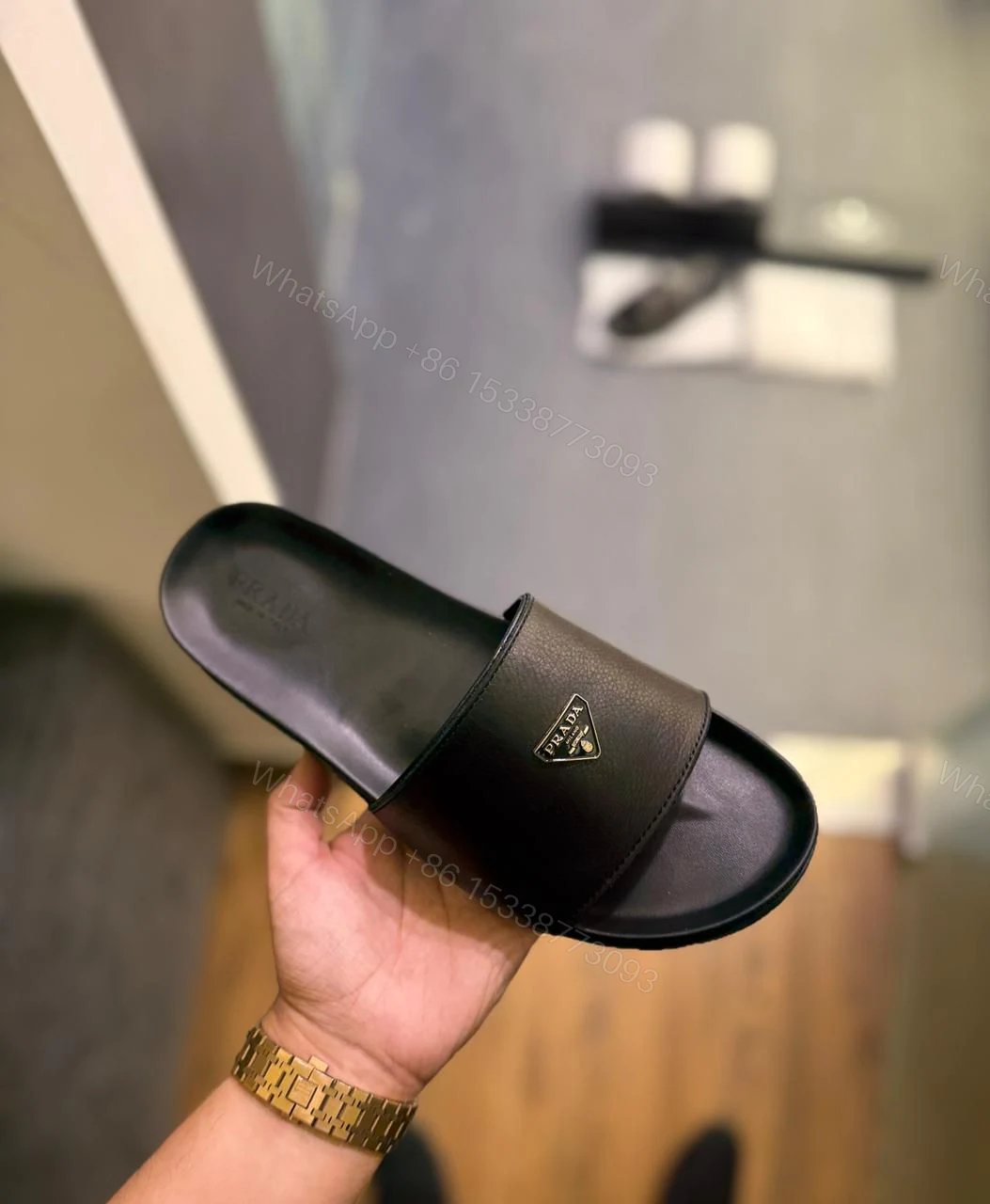 View 4 of FIRST COPY PRADA LEATHER SLIDES