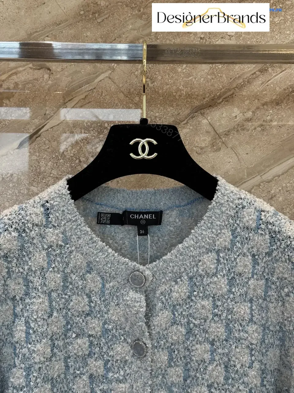 View 3 of Bouclé Bluish-Gray Cardigan Jacket: Luxe Texture & Comfort