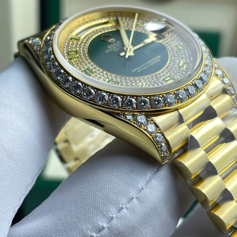 View 2 of Day-Date 40mm Super Clone Gold Wrapped Moissanite Diamonds