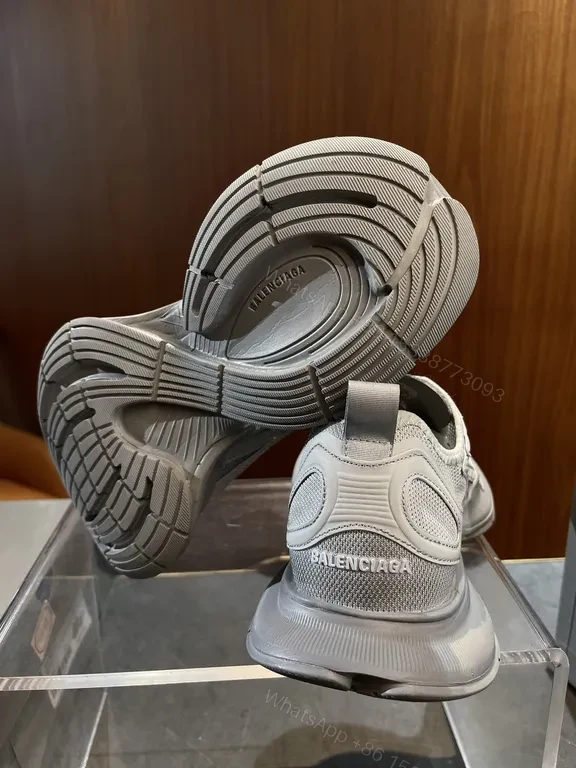 View 8 of White Silver Mesh Sneaker - Bold Curved Sole, Imitation Balenciaga Style