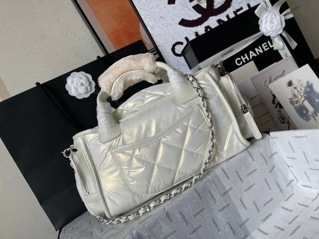 View 6 of CHANEL CC LARGE 35 BOWLING BAG IN WHITE CALFSKIN