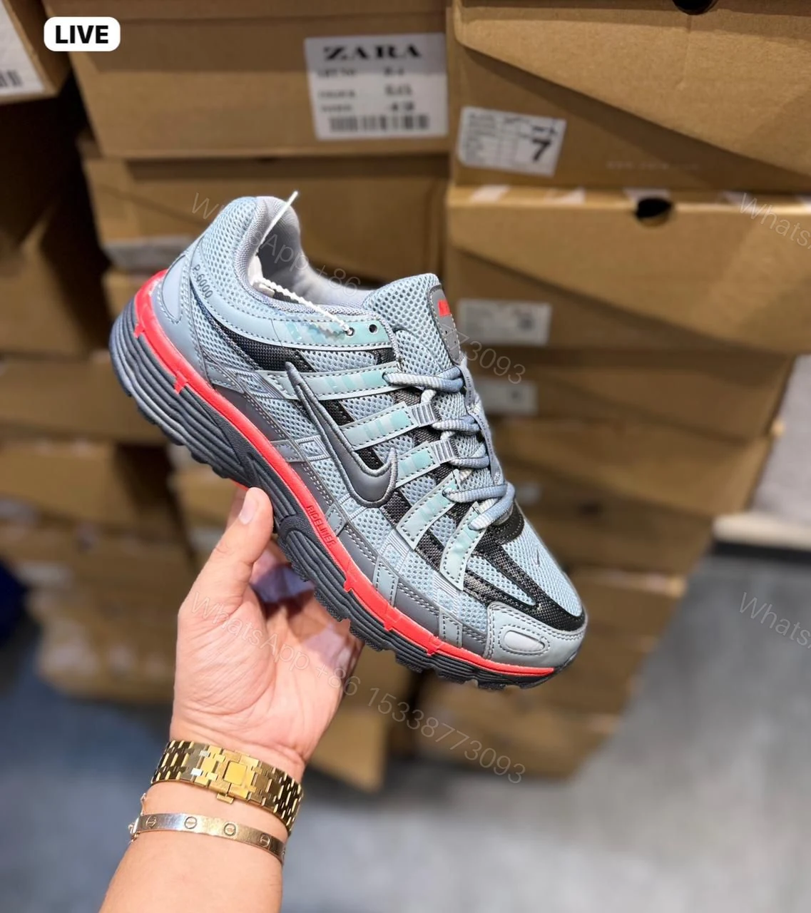View 5 of Nike P-6000 Trainer First Copy Shoes — Grey Red Black | COD India