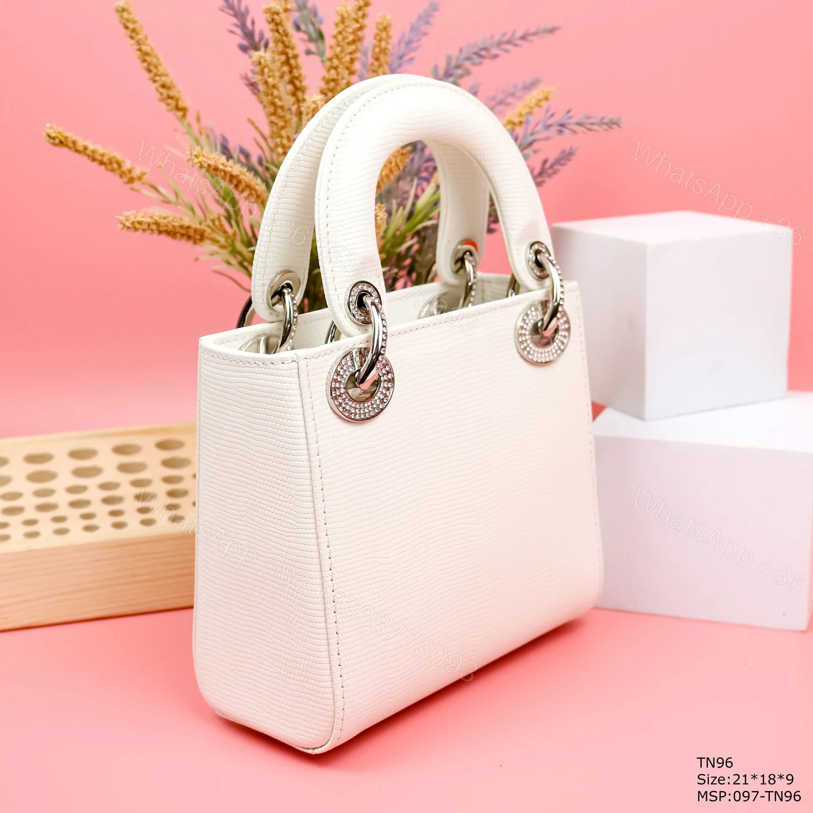View 5 of Dior My Lady White Beaded Handbag 21x18x9cm