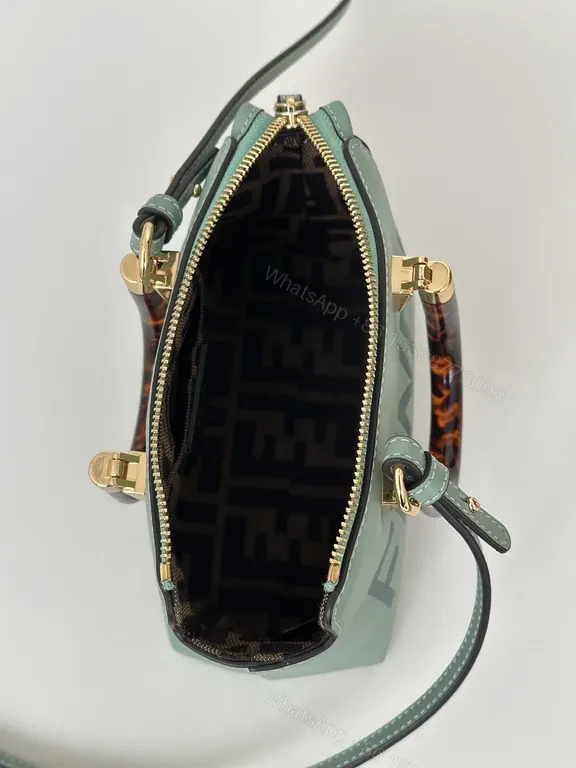 View 5 of Teal Fendi Satchel: Compact Modern Luxe Bag