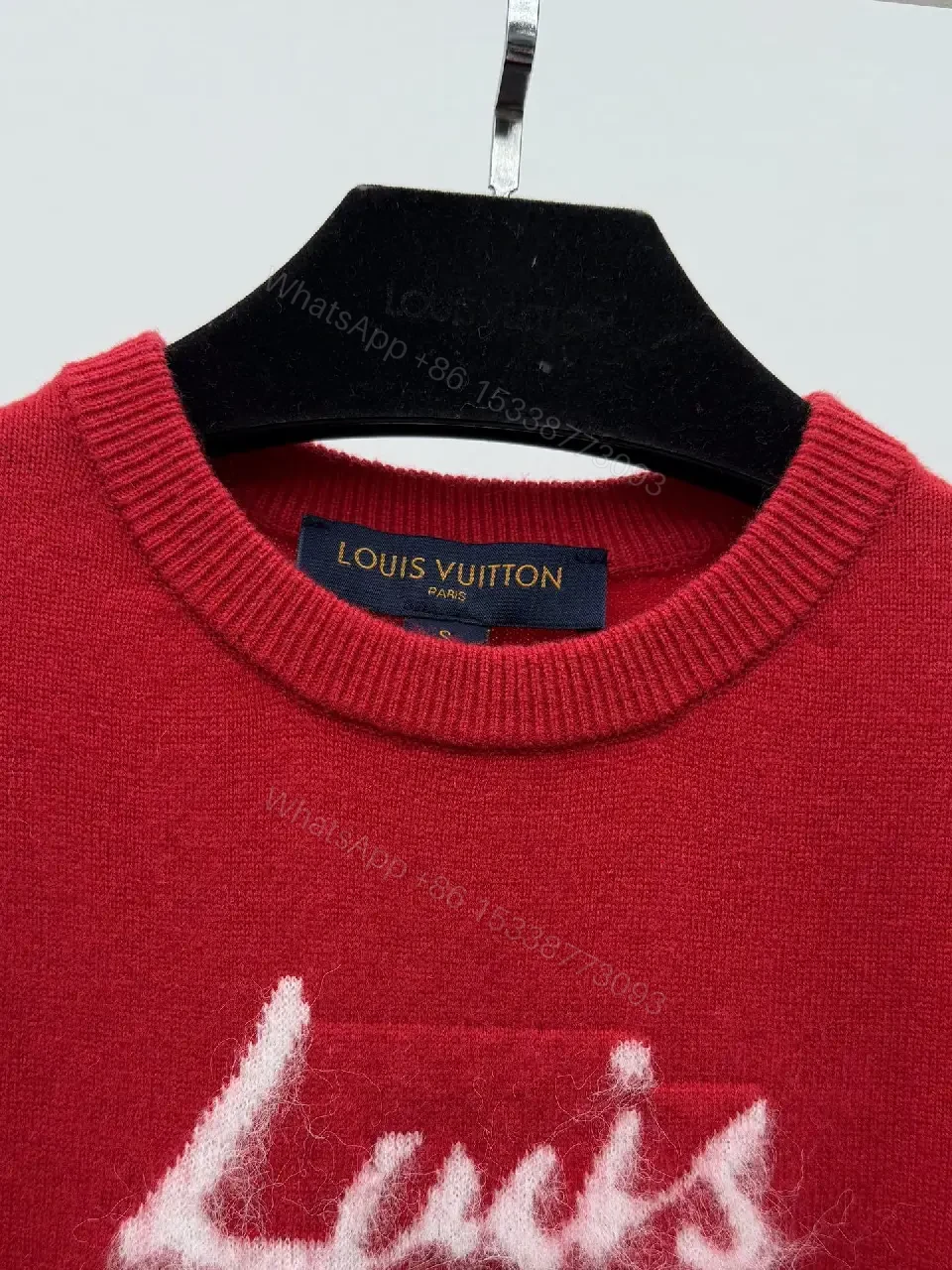 View 8 of Vibrant Red Knit Sweatshirt with Fluffy Logo Luxury Style