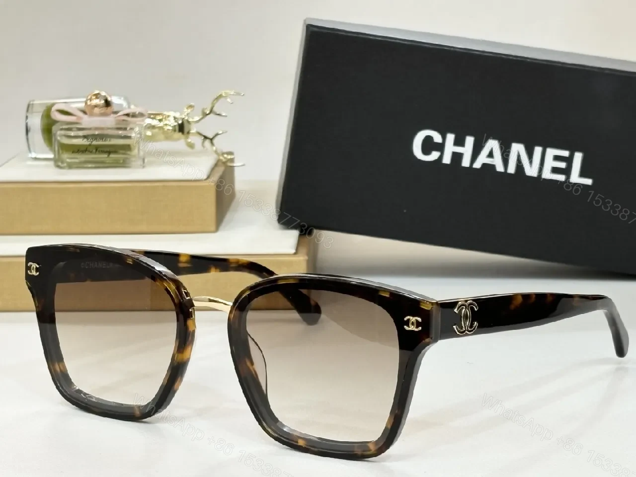 View 6 of Brown Luxury Sunglasses with Gold Detailing - Effortless Chic Eyewear