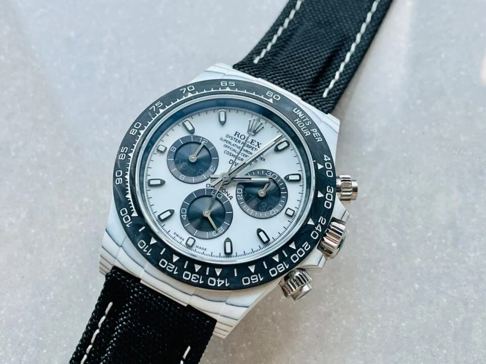 View 2 of Noob Factory 1:1 Rolex Daytona DIW PANDA White Carbon Case and Bezel Best Edition White/Black Dial SA4130 V2