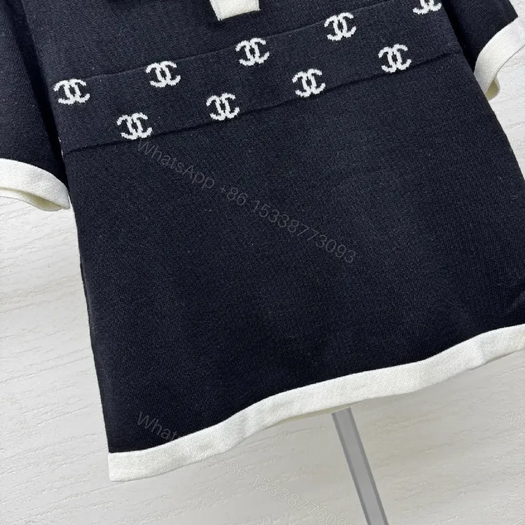 View 3 of Chic Polo Knit: Black White Logo Detail, Premium Style