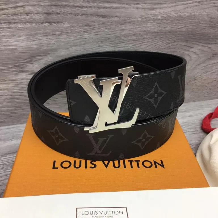 Monogram Belt: Black LV Canvas, Bold Silver Buckle, Luxury — view 1