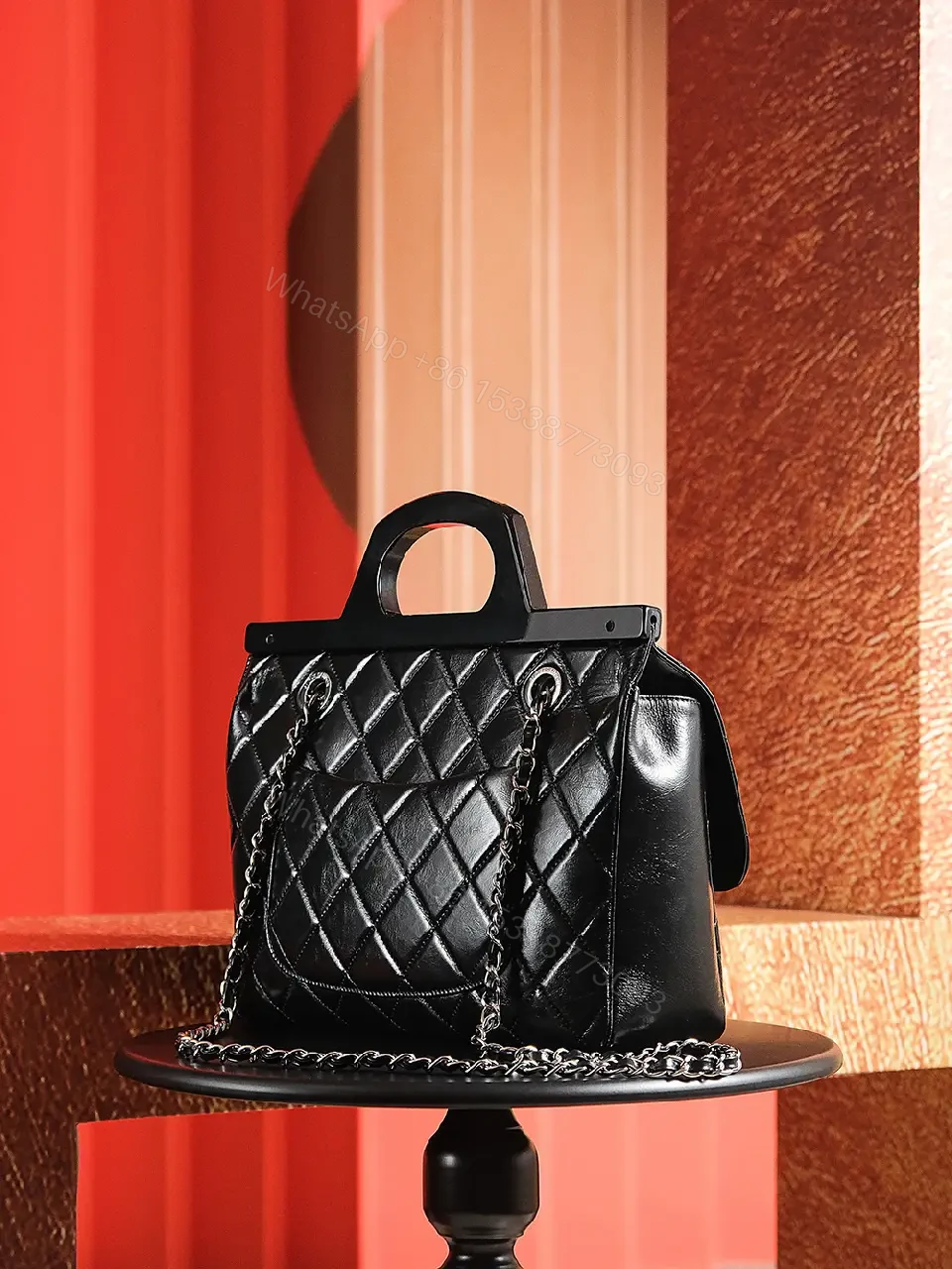 View 10 of Black Quilted Leather Handbag - Classic Chic, Compact Luxury