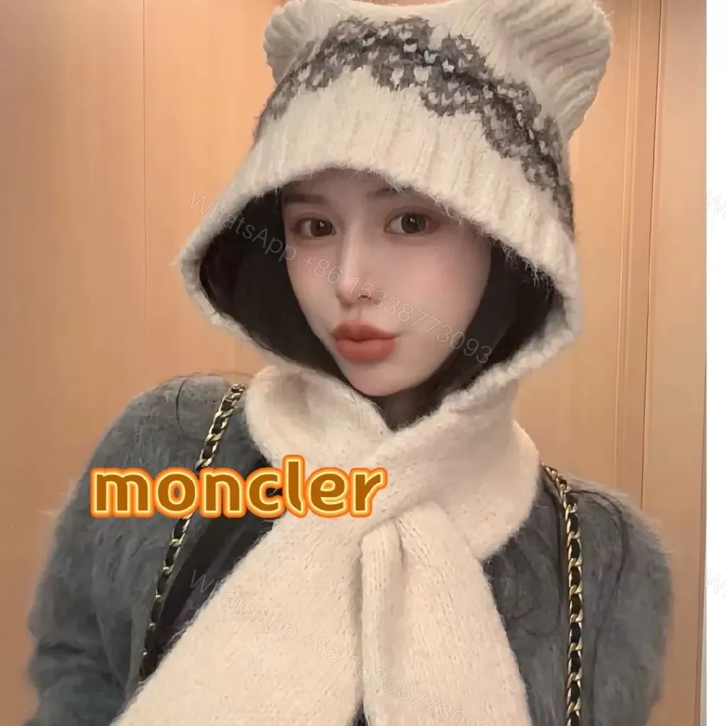 View 4 of Warm Wool Knit Scarf with Moncler Accent—Elevated Texture, All-Season Comfort