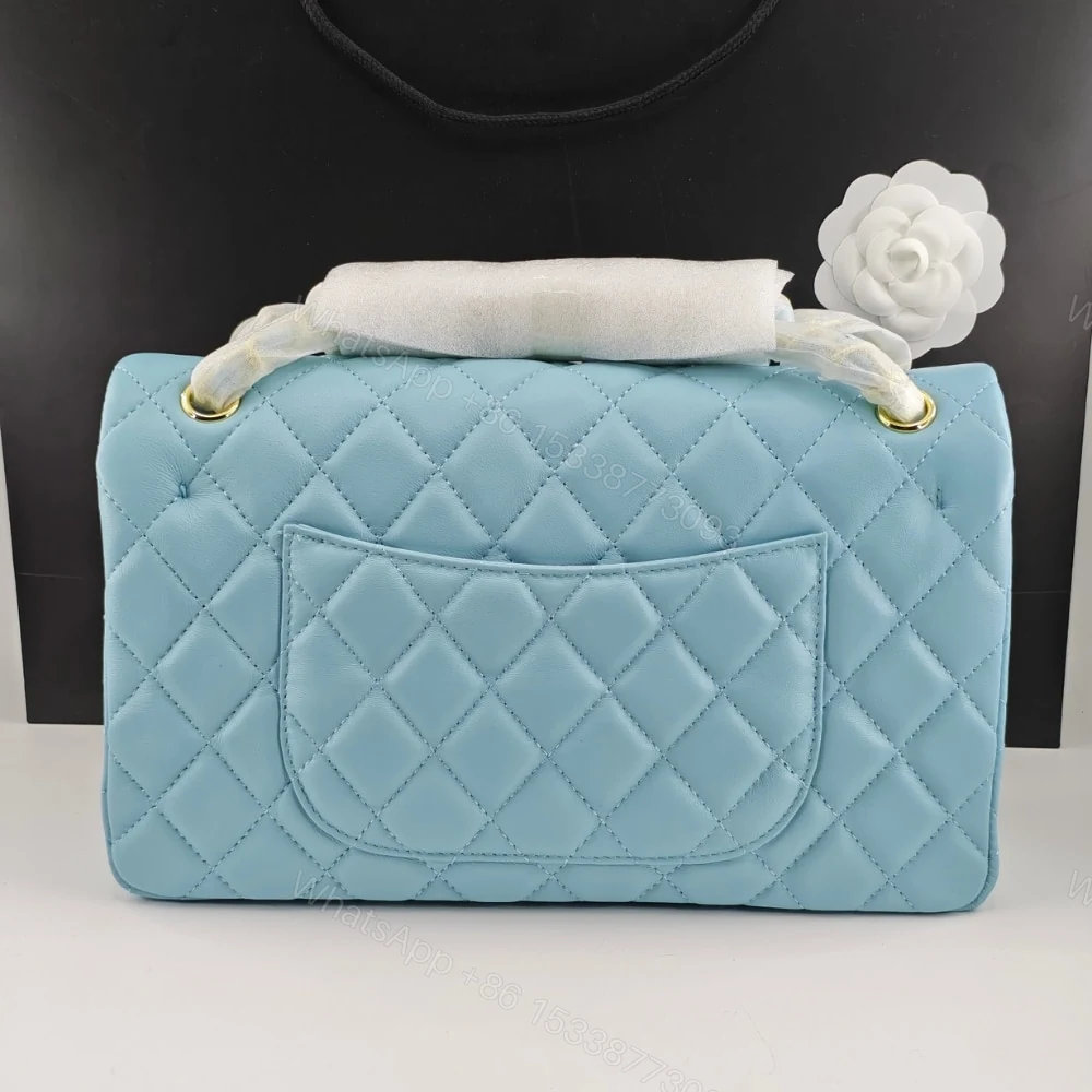 View 9 of Chanel Classic 11.12 Handbag Gold Tone Metal Light Blue 30Cm
