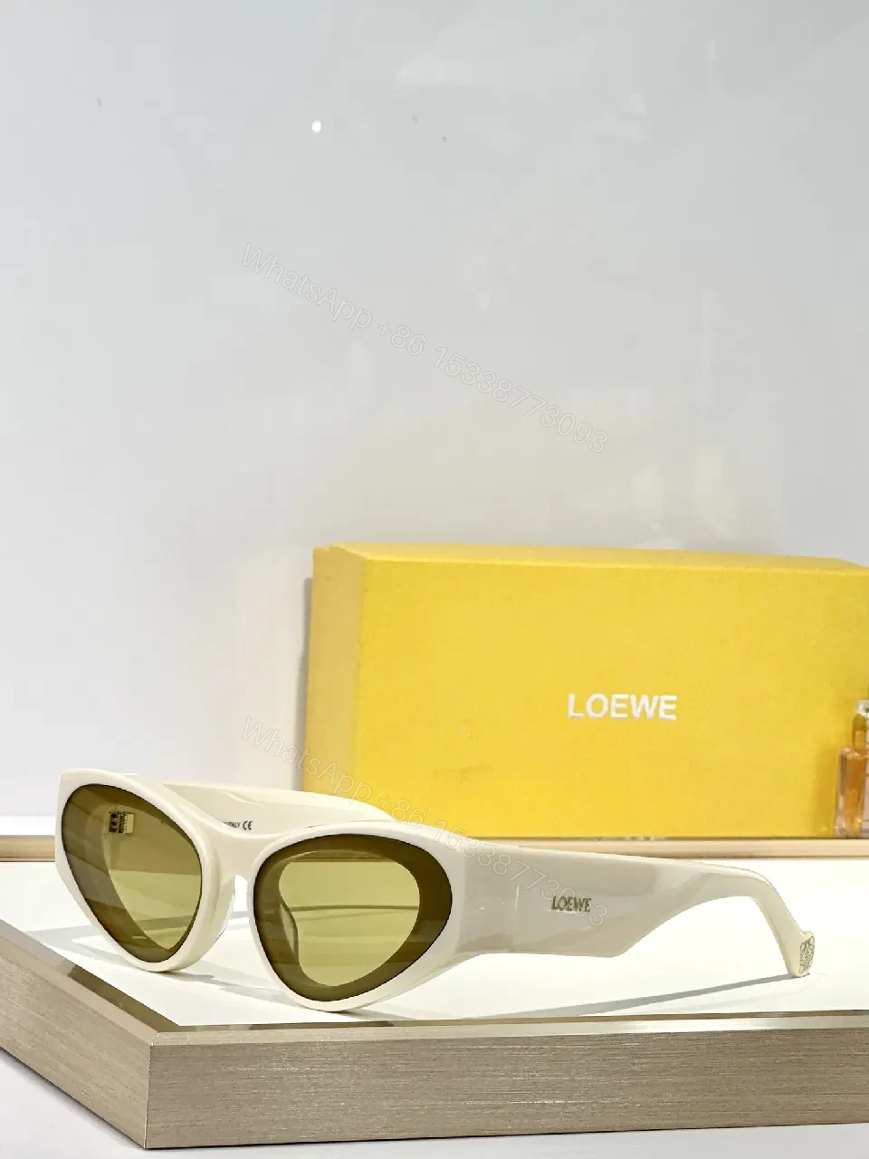 View 2 of Bold Black Acetate Cat-Eye Sunglasses with Polarized Yellow Lenses