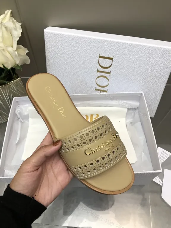 View 6 of Open-Top Luxury Sandals: Premium Leather, Perforated, Dior-Inspired