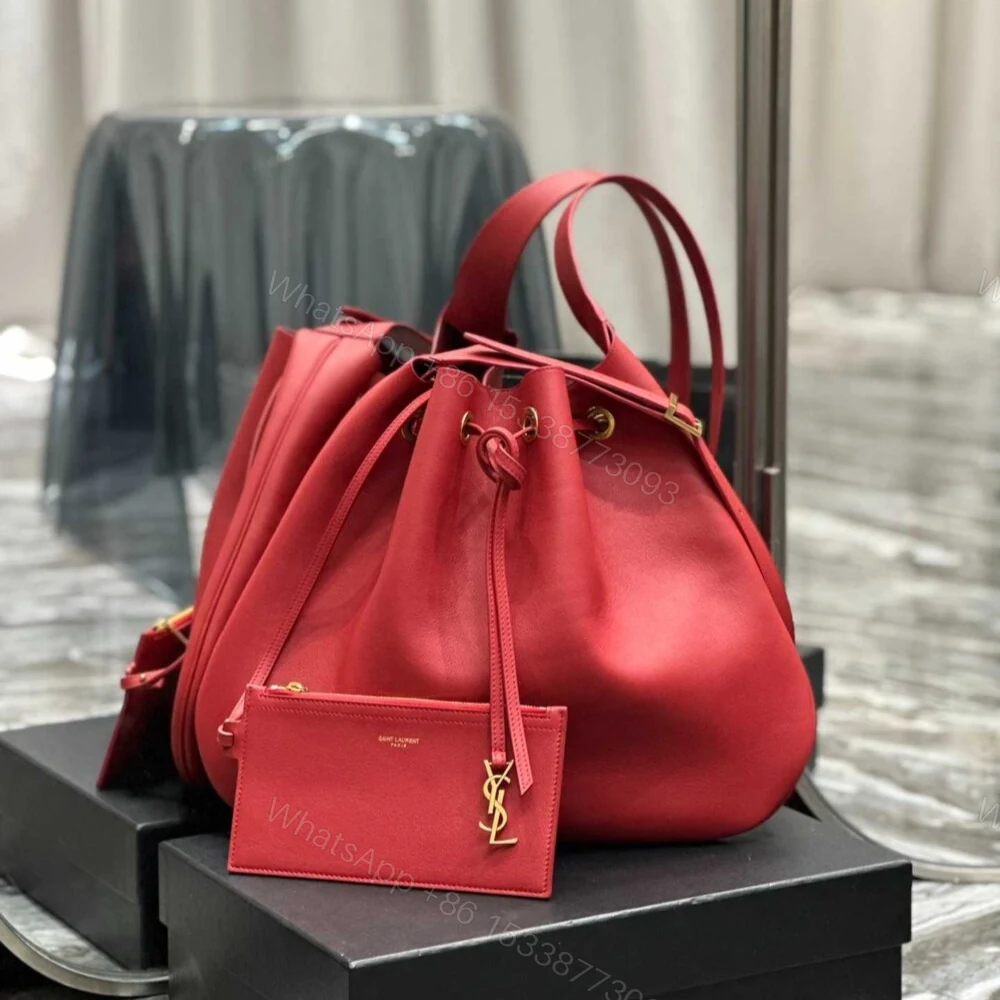 View 2 of Saint Laurent Paris VII Large Flat Hobo Bag In Smooth Bag Red 44Cm