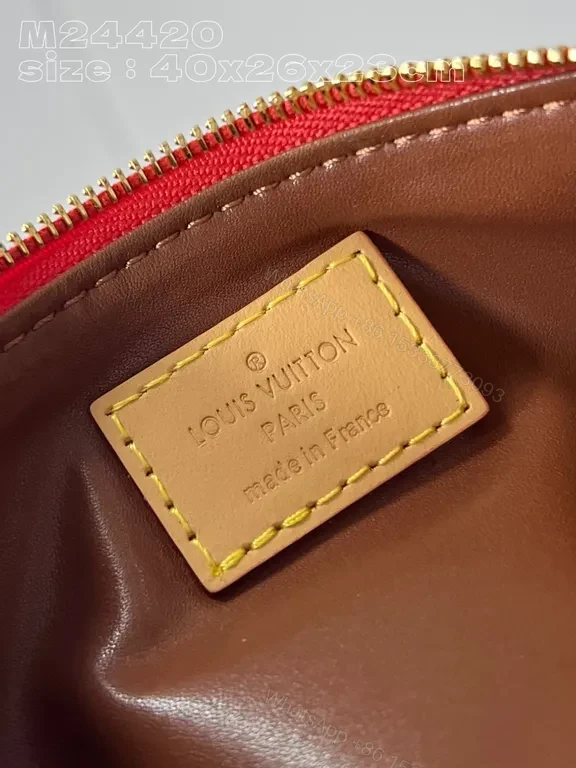 View 4 of Bold Red Satchel: LV-Inspired Monogram Pattern Carryall