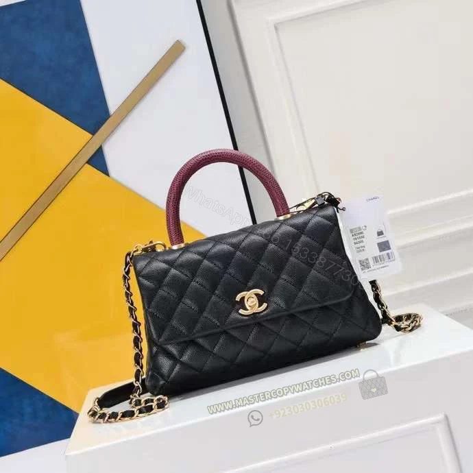 Chanel Mini Flap with Top Coco Handle in Black — view 1