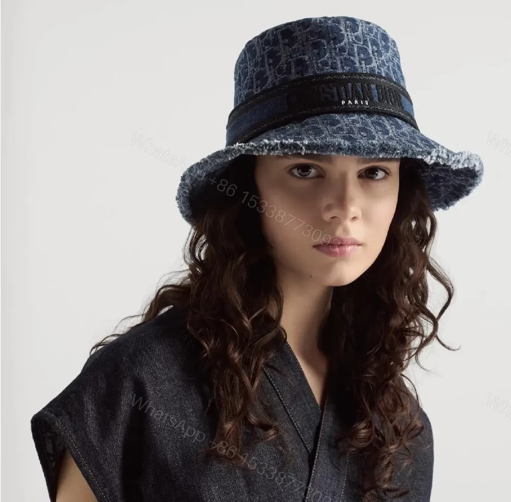 View 7 of Blue Denim Bucket Hat: Patterned Denim, Luxe Streetwear Style