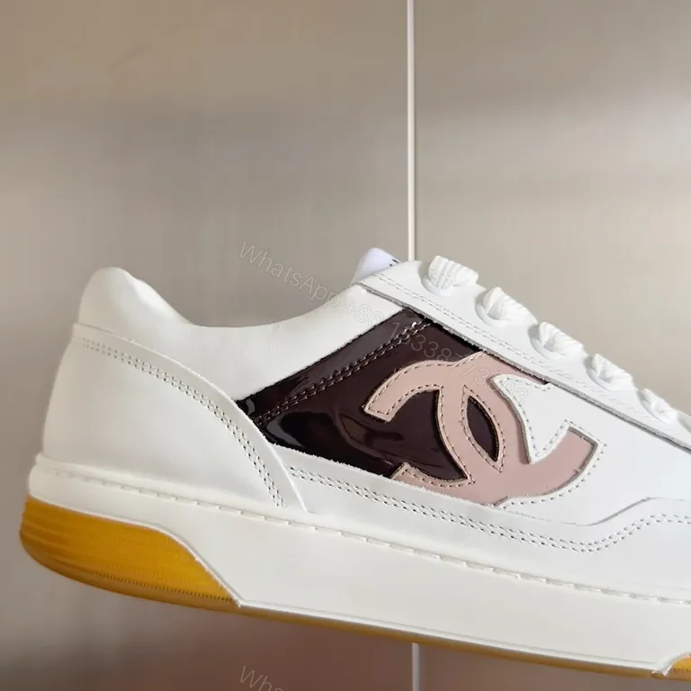 View 2 of White Leather Luxury Sneakers: Chanel-Inspired, All-Day Comfort