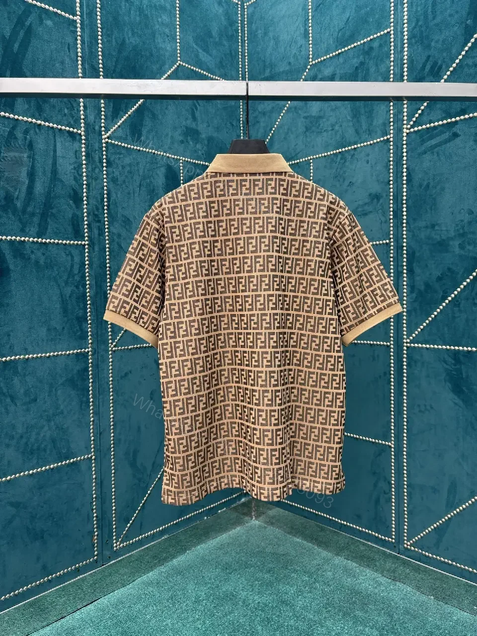 View 5 of Tan Monogram Polo Shirt: Premium Cotton, Elevated Comfort