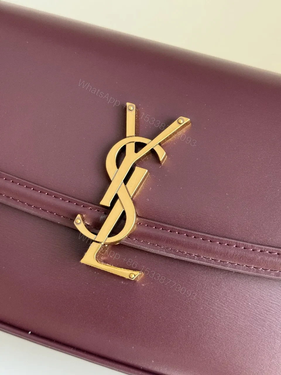 View 3 of Burgundy Leather Structured Bag with Gold Clasp Leather Bag