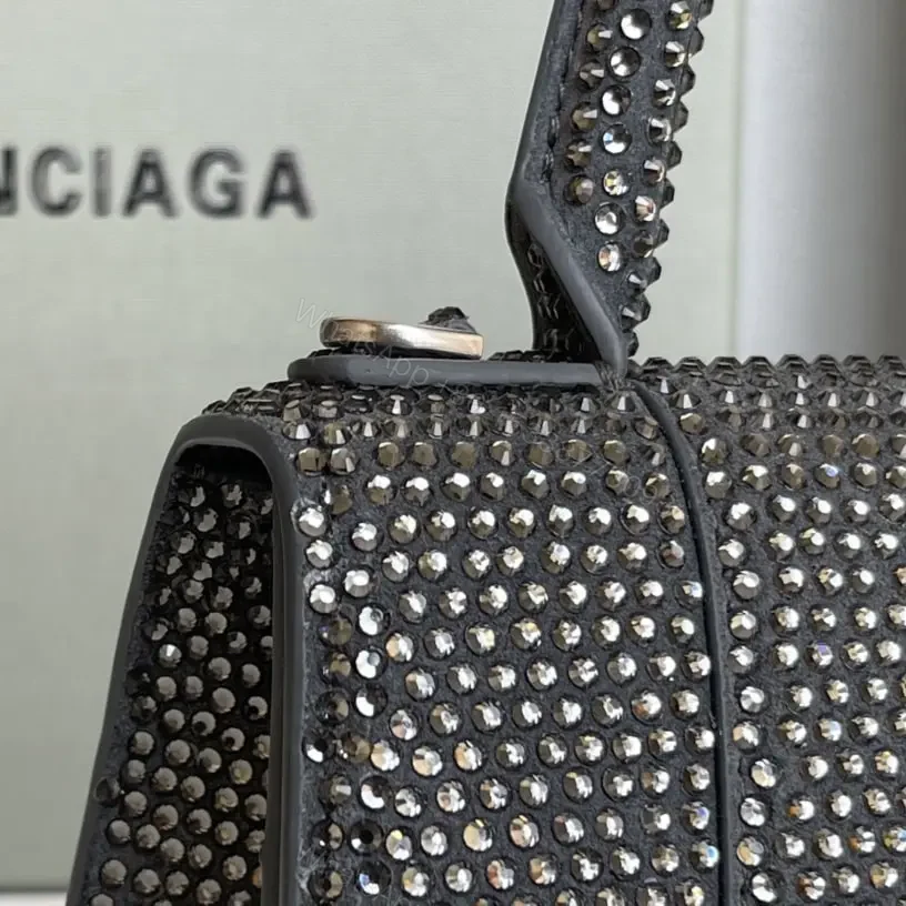 View 12 of 高仿Balenciaga*Hourglass系列沙漏包滿鑽灰色XS