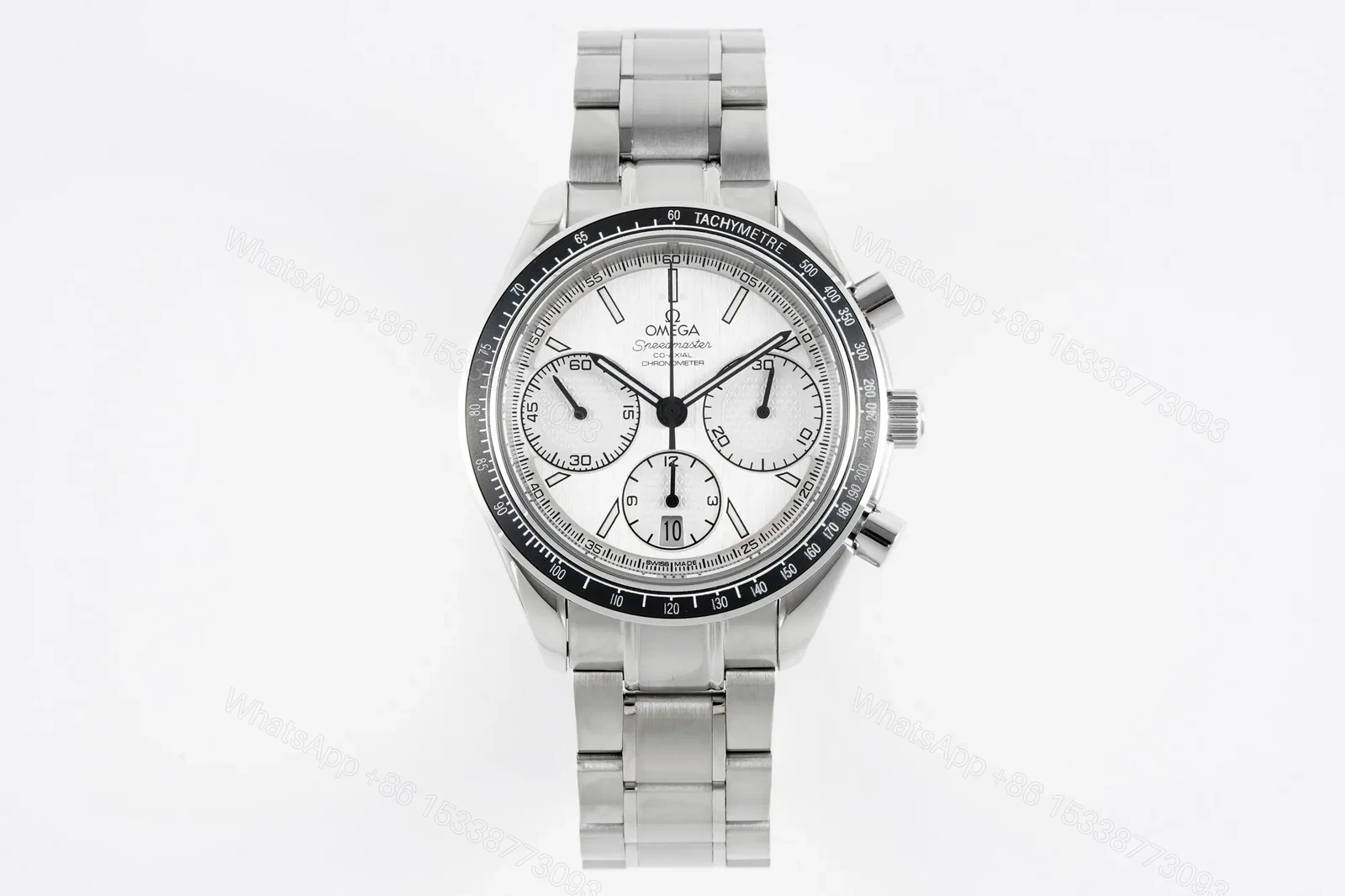 Omega Speedmaster Chronograph Stainless Steel Watch White Dial 40mm Case 7750 Movement — view 1