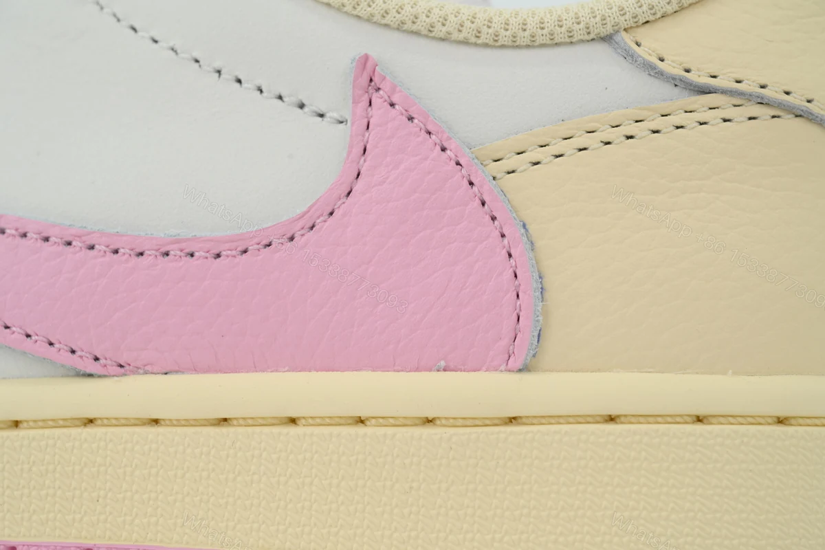 View 3 of Travis Scott x Air Jordan 1 Retro Low OG 'Muslin Pink' IQ7604-100
