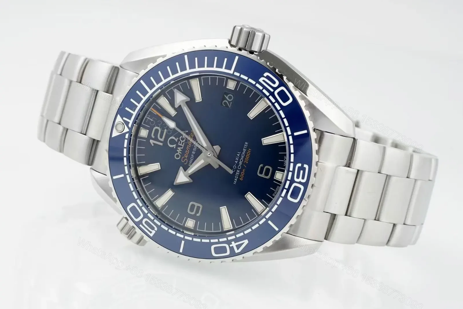 View 4 of Omega Seamaster Planet Ocean 600M Diver’s Watch Quarter Orange Blue Dial Stainless Steel Bracelet 43.5mm