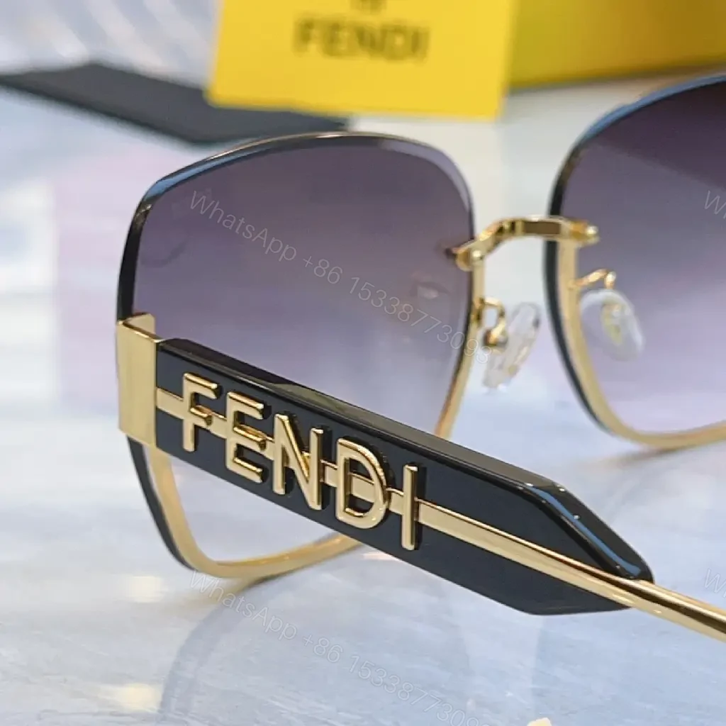 View 8 of Gold Frame Pink Gradient Sunglasses with FENDI Logo