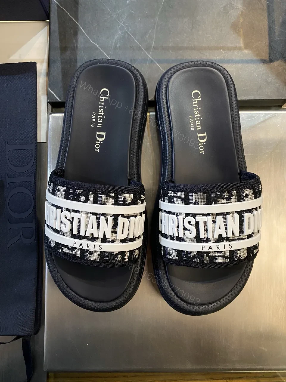 View 2 of Bold Graphic-Stripe Slides with All-Day Comfort
