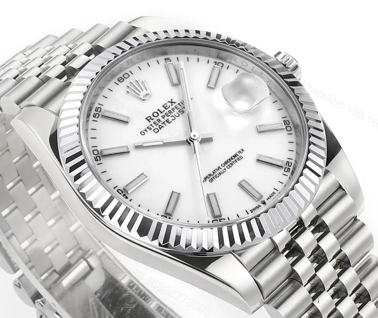 View 5 of Rolex Datejust 41 Stainless Steel Fluted Jubilee White 126334-0010